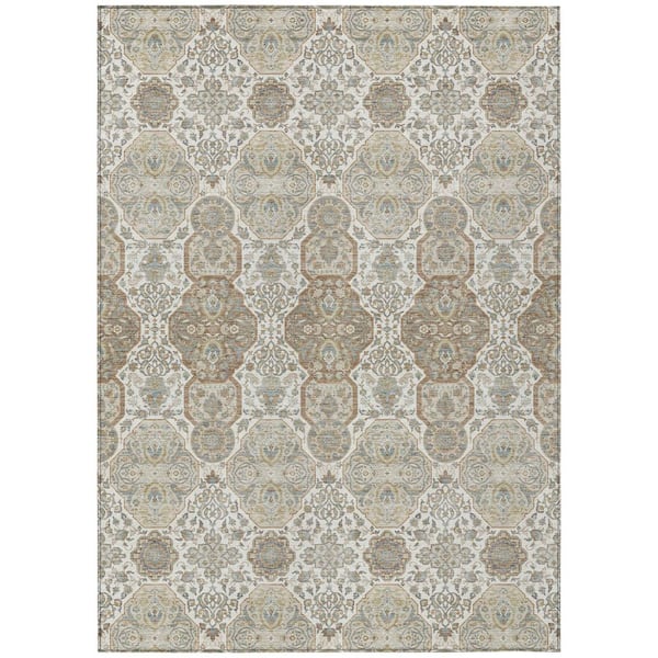 Chantille Machine Washable Indoor/Outdoor Abstract ACN2483 Ivory 8 ft. x 10 ft. Area Rug