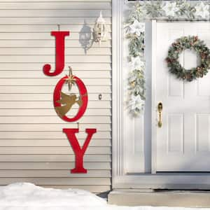 36 in. H Metal JOY Angel Yard Stake or Standing Decor or Wall Decor with LED (KD, 3 Function)