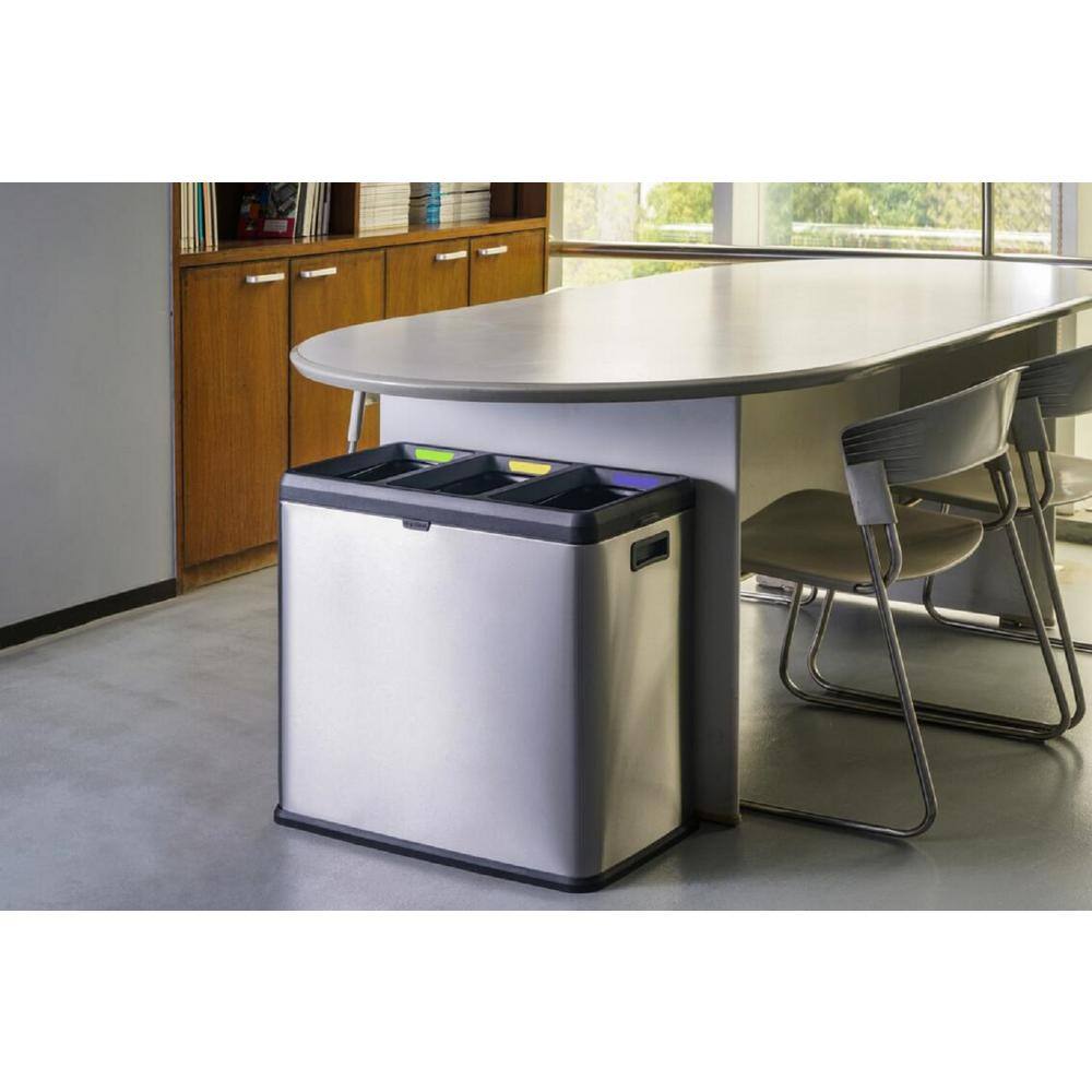Silver Stainless Steel 16-Gallon Open Top Recycling Bin