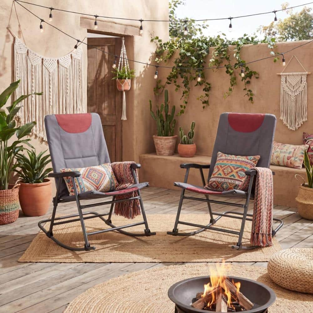12. 2 Pack Oversized Folding Rocking Camping Chairs with Armrest & Carry Bag price history on PriceWatchPro