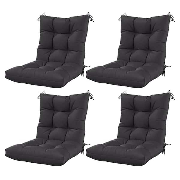42 x 21 x 5 in. Outdoor Tufted Dining Chair Cushion Set Waterproof Patio Replacement Seat with Back Grey (4-Pack)