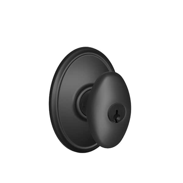 Schlage Siena Matte Black Keyed Entry Door Knob with Wakefield Trim