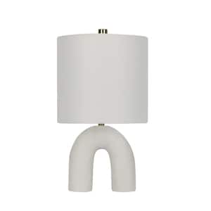 17 in. White Modern, Inverted U-Shaped Indoor Table Lamp with Decorator Shade
