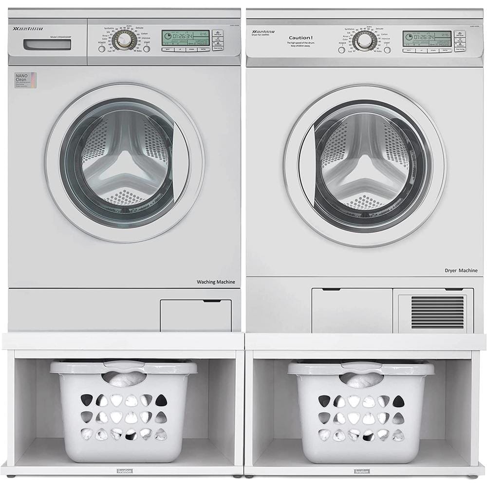 Ivation White Wooden Laundry Pedestal with Storage Compartment