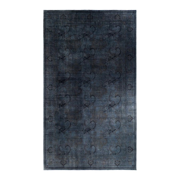 Overdyed Gray 10 ft. x 18 ft. Solid Wool Indoor Area Rug