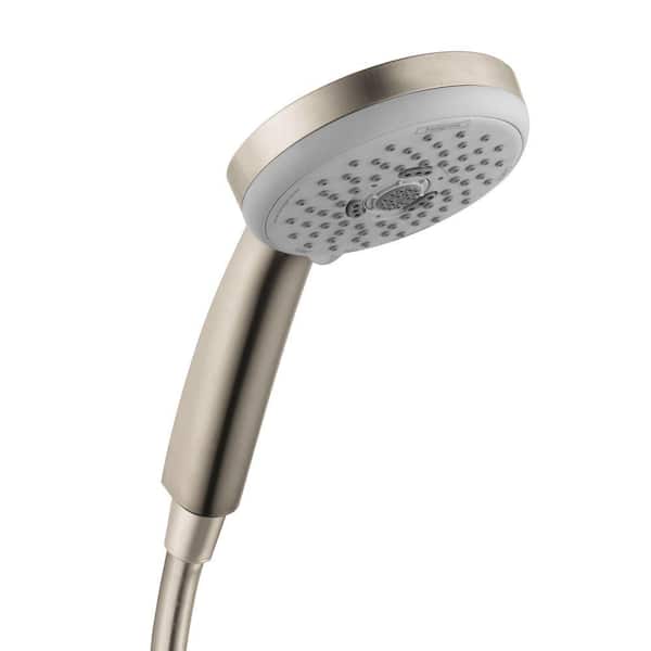 Hansgrohe Croma E 100 3-Spray Patterns with 2.5 GPM 4 in. Wall Mount Handheld Shower Head in Brushed Nickel