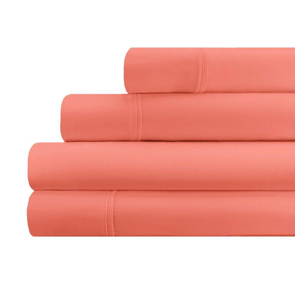 700 Thread Count 4-Piece Coral Egyptian Cotton Solid Deep Pocket Queen Sheet Set price history on PriceWatchPro