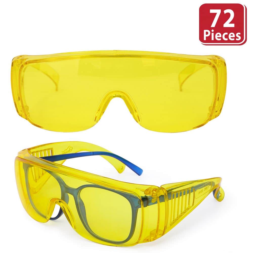 BISON LIFE Diamont Vented Over Safety Glasses, Anti-Scratch, Amber  (72-Pairs) SH-VOSG-FCAB-ES12-72 - The Home Depot