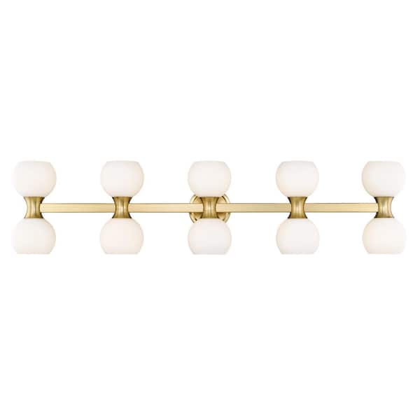 Unbranded Artemis 6.5 in. 10 Light Modern Gold Vanity Light with Matte Opal Glass Shade with No Bulbs Included