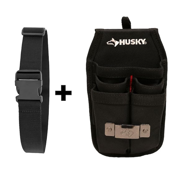 Husky 2 in. Quick Release Work Tool Belt with 5.5 in. 4-Barrel Tool Belt Pouch