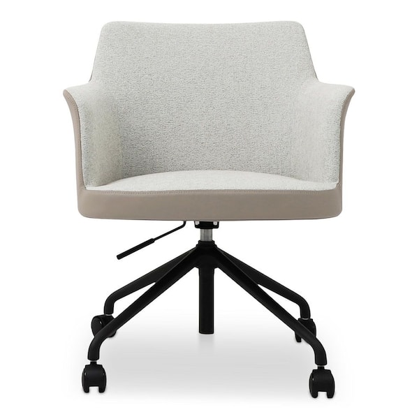 NADAAL STUDIOS Nerina Vegan Leather and Performance Fabric Ergonomic Swivel Office Chair in Beige with Padded Arms