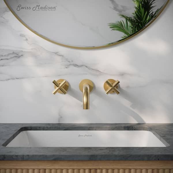 Swiss Madison Ivy 8 in. Widespread Double Cross-Handle Wall Mount