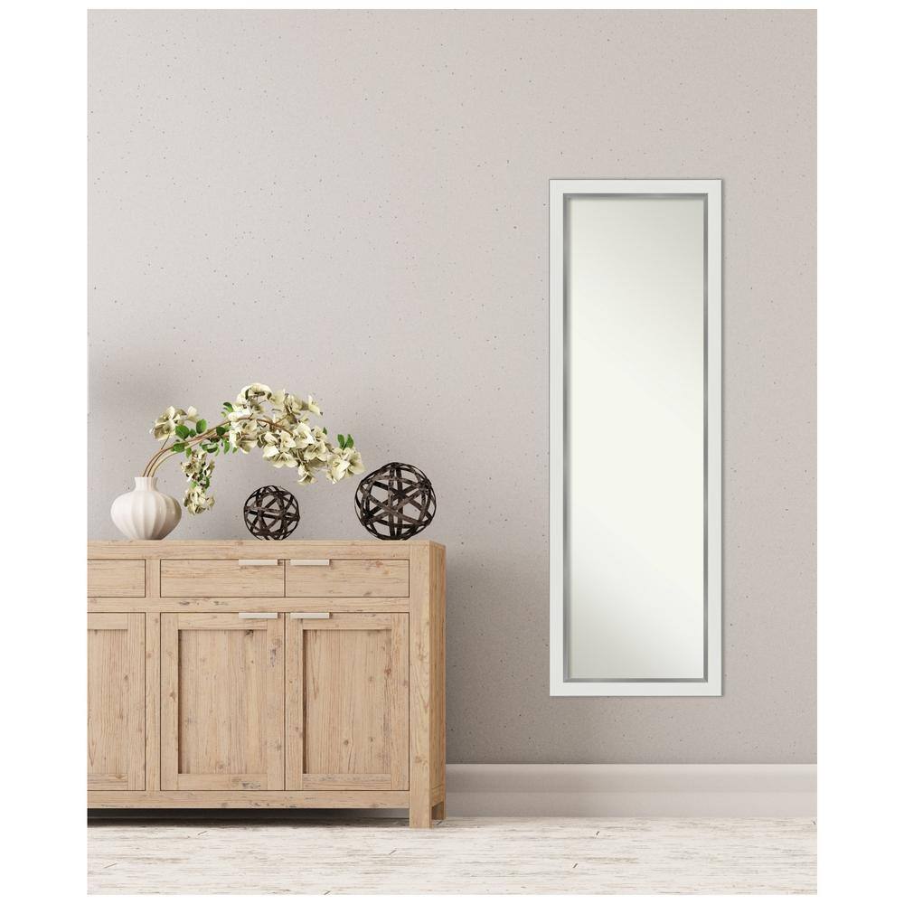Eva White and Silver Full Length Rectangular Wood Mirror