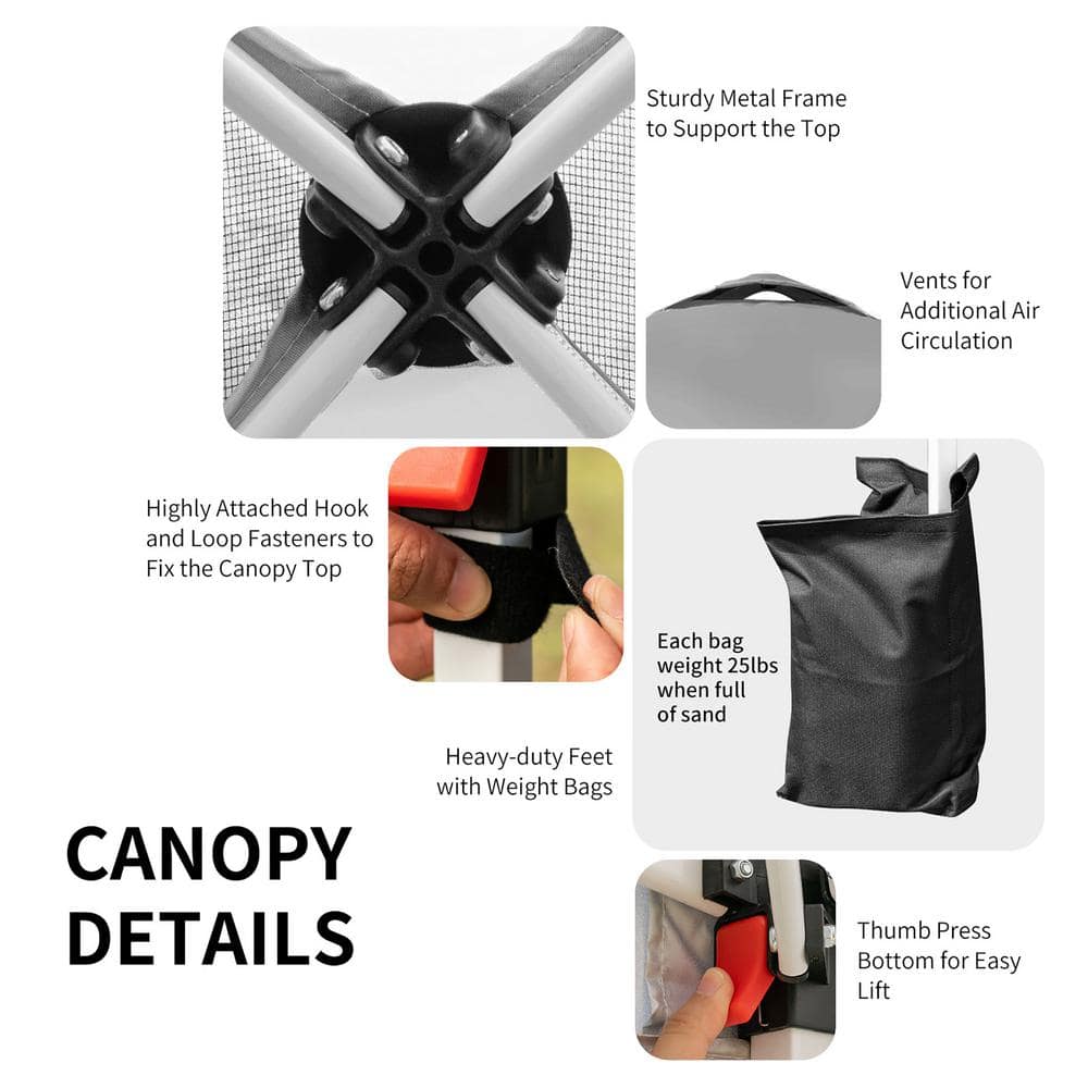 Costway 6x6 FT Pop Up Canopy Tent Camping Sun Shelter W/ Roller Bag Gray