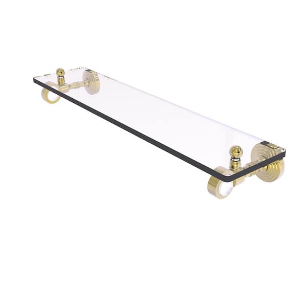 Pacific Grove Collection 22 in. W 3.2 in. H x 5.1 in. D Glass Rectangular Shelf in Unlacquered Brass