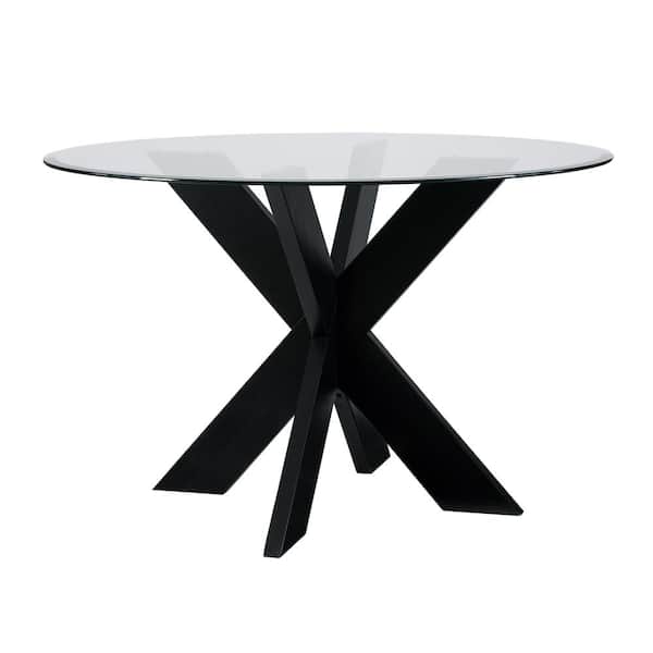 Norris Black Glass Top 48 in. Dining Table Seats 4