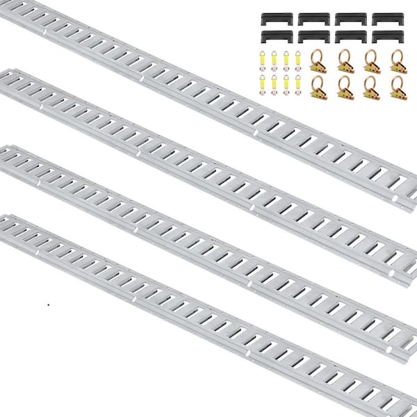 E Track Tie-Down Rail Kit 24PCS 5 ft. E-Tracks Set Includes 8 Steel Rails and 8 O-Rings, 8 Tie-Offs with D-Ring Trailer
