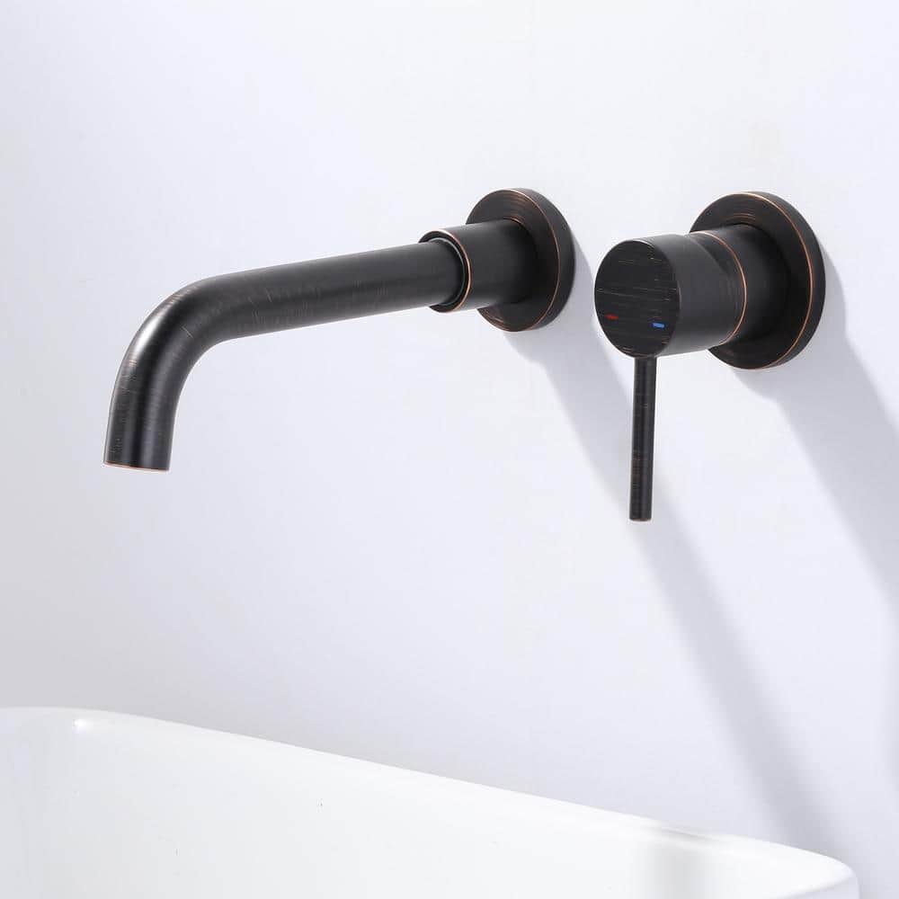 Oil Rubbed Bronze Wall Mounted Single Handle Bathroom Faucet