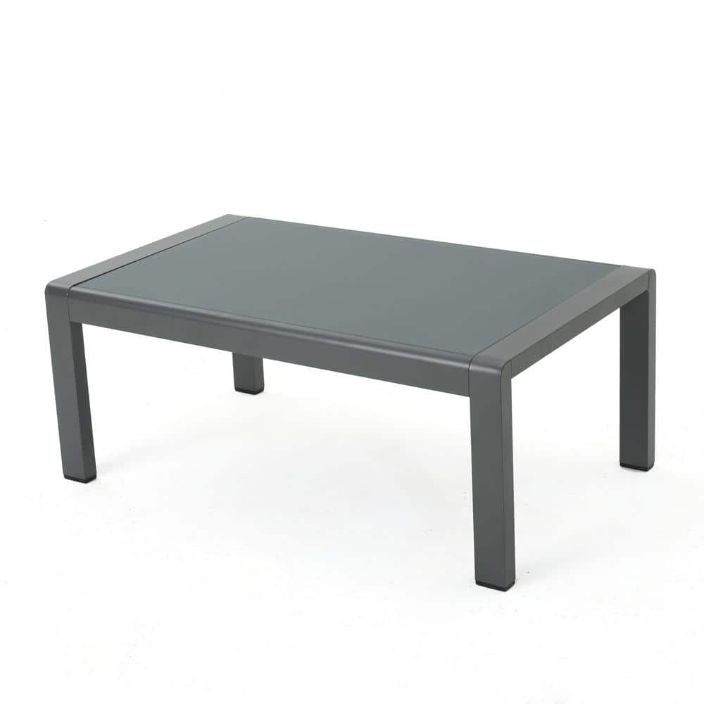 Cape Coral Grey Aluminum and Glass Outdoor Coffee Table