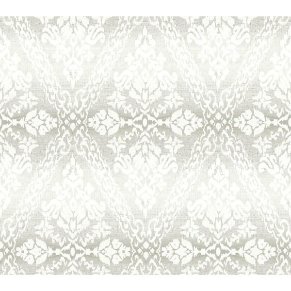 York Wallcoverings 60.75 sq ft Gray Tudor Diamond Damask Pre-Pasted Wallpaper