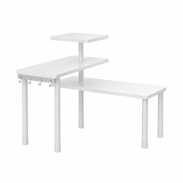 White Countertop Organizer Organization, 3 Tier Moveable Corner Shelf Organizer for Kitchen, Bathroom, Spice Rack