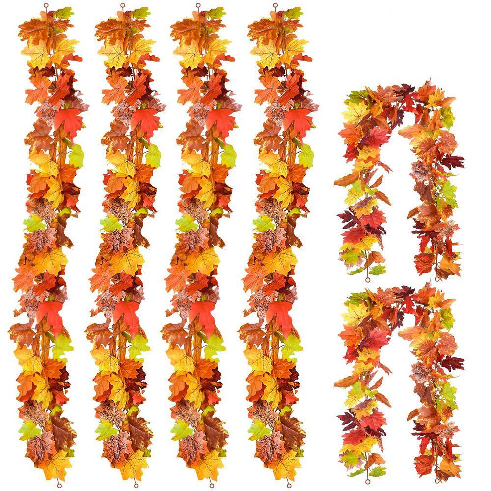 5.8 ft. Multicolor Artificial Fall Leaves Garland for Autumn Harvest, Hallo
