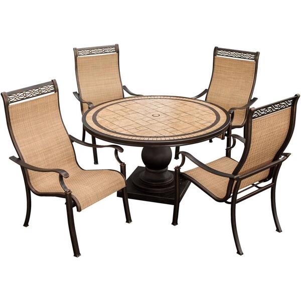 Envelor Hanover Monaco Bronze 5-Piece Aluminum Round Outdoor Dining Set