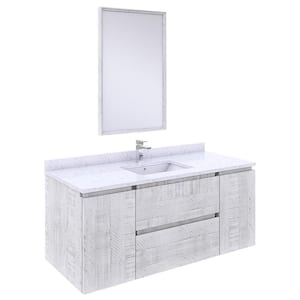 Formosa 48 in. W x 20 in. D x 20 in. H White Single Sink Bath Vanity in Rustic White with White Vanity Top and Mirror