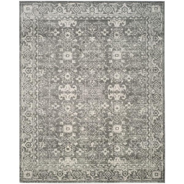 Evoke Gray/Ivory 10 ft. x 14 ft. Distressed Floral Speckles Area Rug