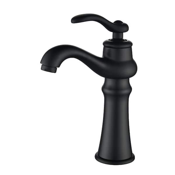 8 in. H Single Handle Single Hole Bathroom Faucet 1.59 GPM Classical Shape Design Sink Faucet in Matte Black
