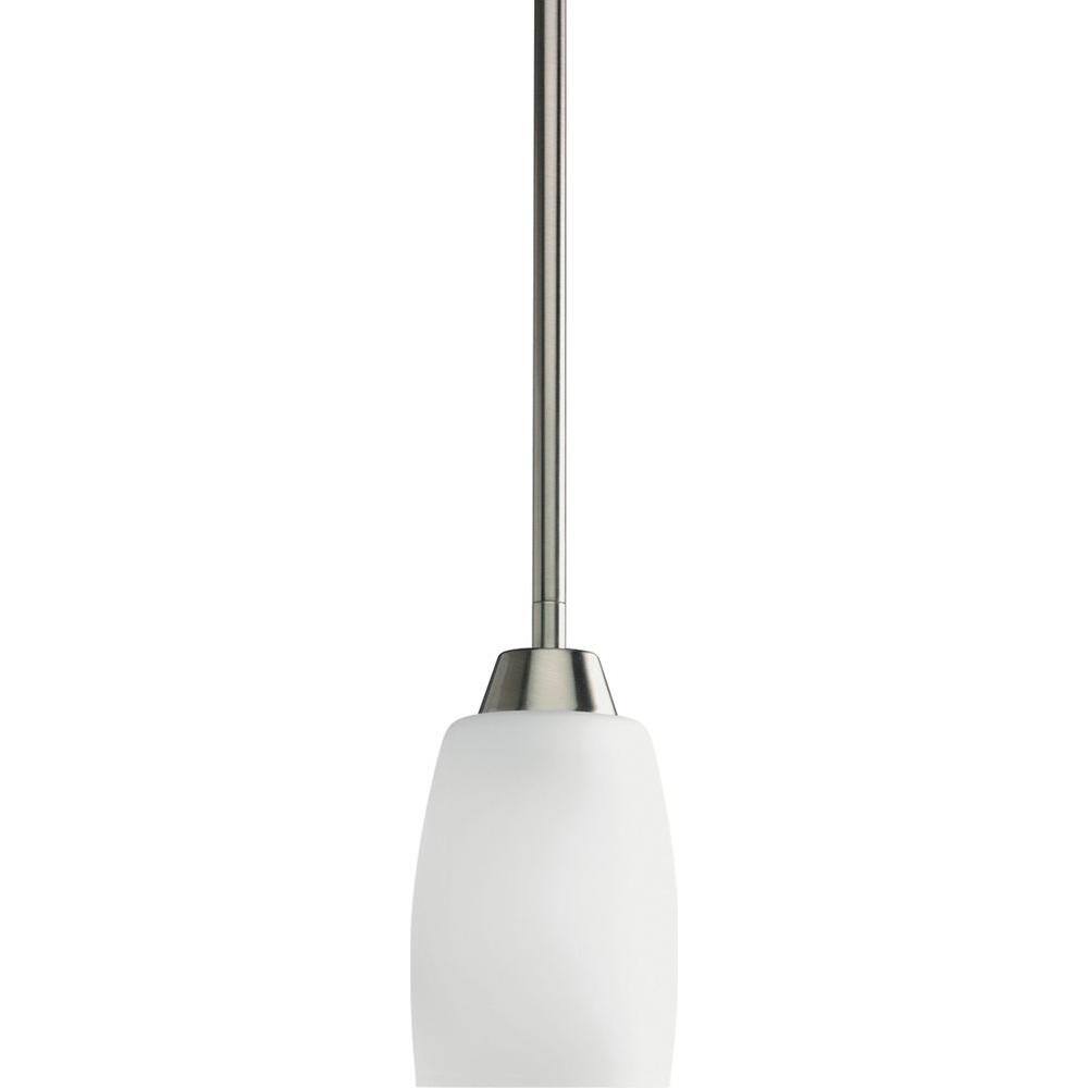 Brushed Nickel Mini Pendant Light with Etched Glass Shade