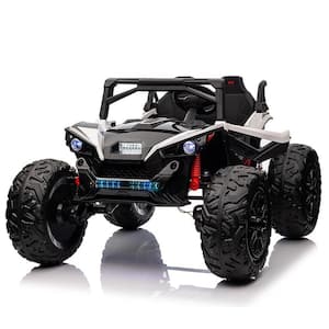 2 Seaters 24V Ride On Utv, Remote Control, 400W Powerful Motors, 10AH Battery, 20.5" Seat Width Electric Ride Toy, White