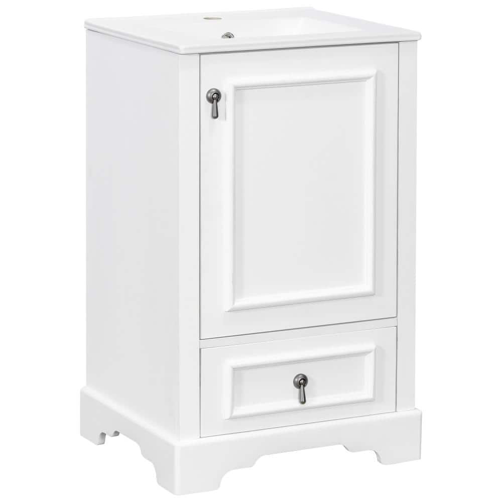 20 in. W x 18.3 in. D Bath Vanity in White with Ceramic Top, Sink and Complete Storage System price history on PriceWatchPro