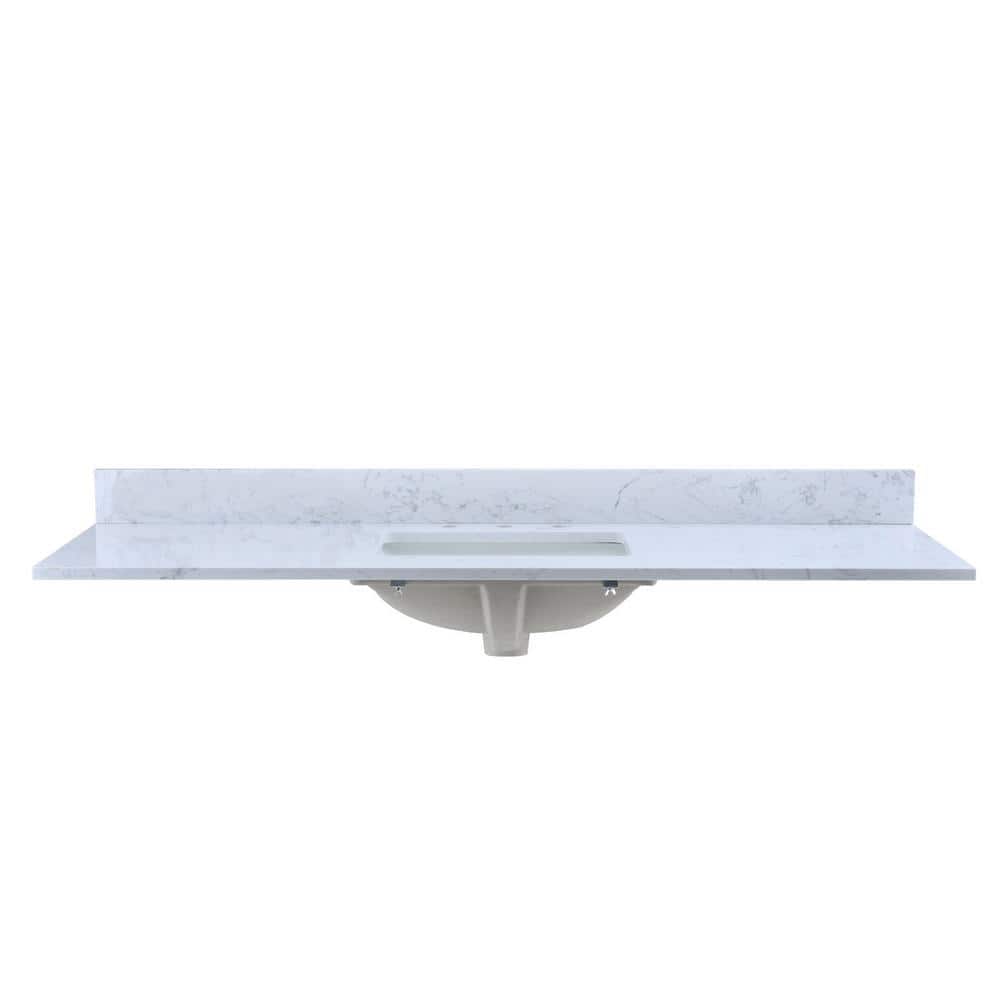60 in. White Engineered Stone Vanity Top with Undermount Sink