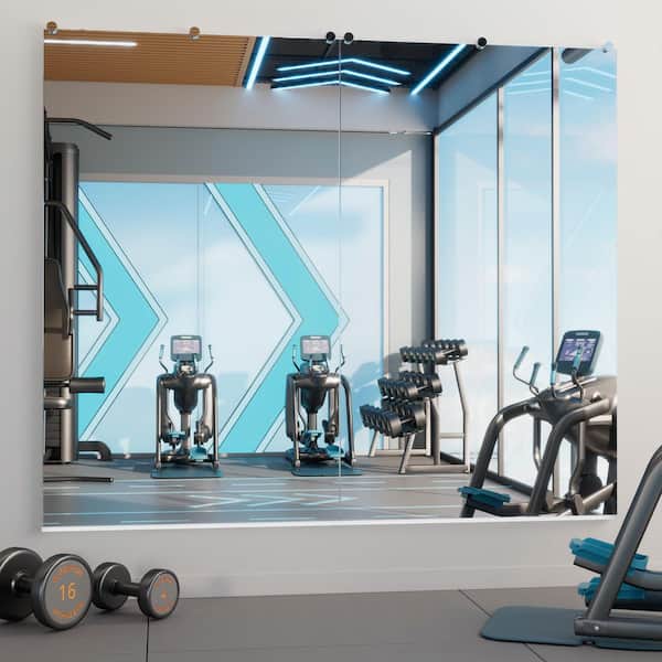 36 in. W x 60 in. H Rectangular Frameless Wall Mirror Gym Mirror Dance Mirror, Set of 2