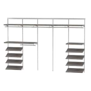 10 ft. Double Hang and Long Hang with Double Four Shelf Shoe Rack Stacks-Gray