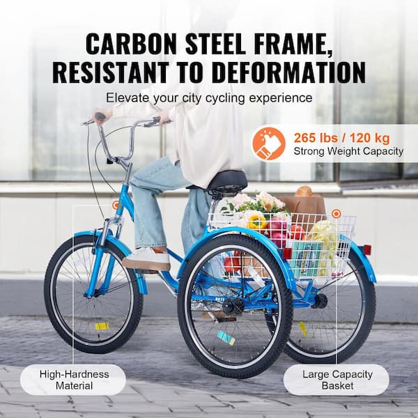 SKYSHALO Folding Adult Tricycle 24-In. Adult Folding Trikes Carbon