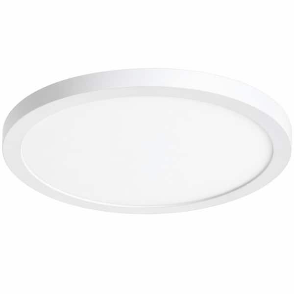 9 in. White Low Profile Integrated LED Flush Mount Light 2700K to 5000K Selectable for Kitchens or Bedrooms