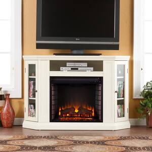 Hudson 48 in. W Convertible Media Electric Fireplace in Ivory
