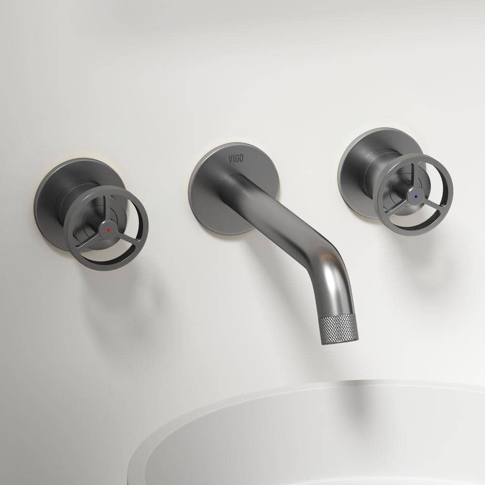 Cass Brushed Nickel Wall Mount Bathroom Faucet