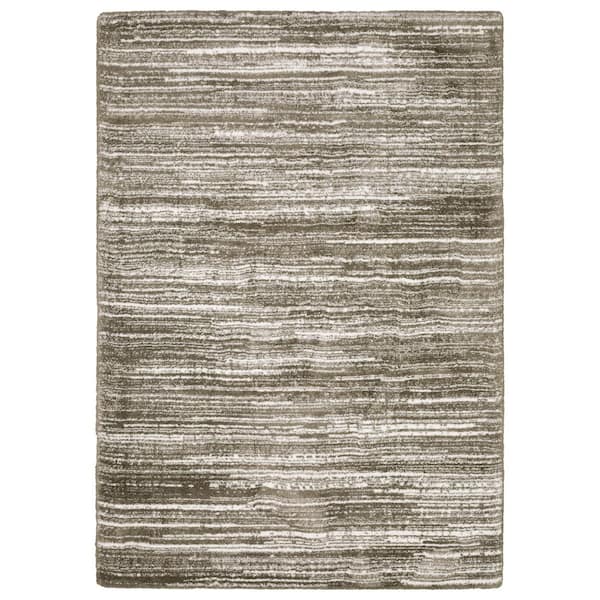 AVERLEY HOME Gale Brown/Ivory 10 ft. x 13 ft. Abstract Distressed Striped Polyester Indoor Area Rug