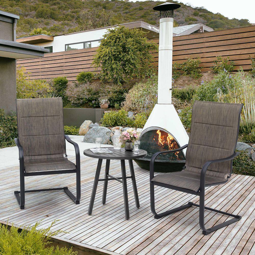 Nuu Garden 3-Piece Metal Patio Outdoor Bistro Set with Round Table and Padded Dining Chairs in Brown Nuu Garden 3-Piece Metal Patio Outdoor Bistro Set with Round Table and Padded Dining Chairs in Brown - 2