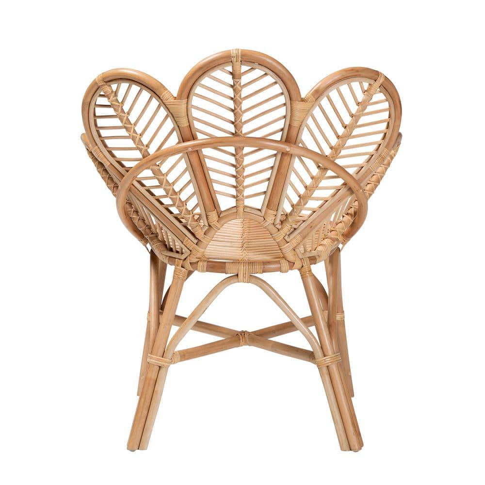 Eliava Natural Brown Handcrafted Rattan Geometric Accent Chair