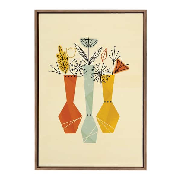 Kate and Laurel Sylvie Flowers by Amber Leaders Designs Framed Canvas Flower Art Print 23 in. x 33 in.