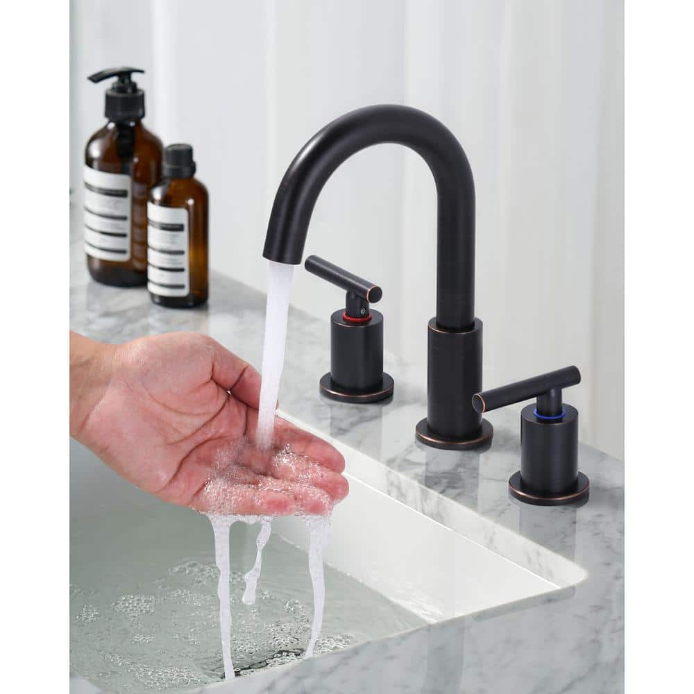 Oil Rubbed Bronze Double Handle Widespread Bathroom Faucet