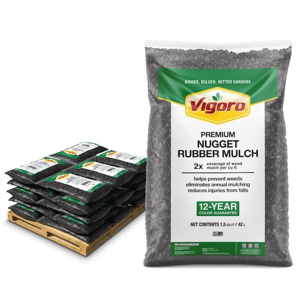 Vigoro 37.5 cu. ft. Black Recycled Rubber Mulch (25 Bags) GN15BK25