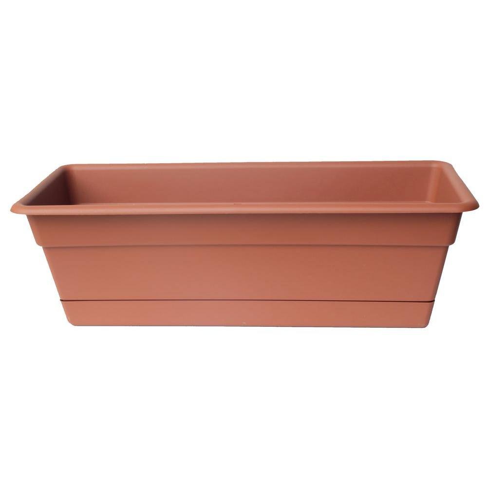 Bloem Dura Cotta 18 in. Terra Cotta Plastic Window Box Planter with ...