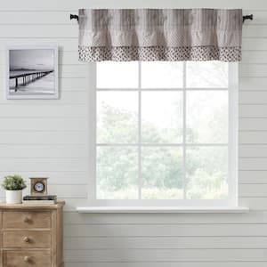 Florette Ruffled 60 in. L x 16 in. W Cotton Valance in Light Taupe Coffee Brown Mauve
