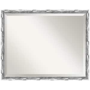 Scratched Wave Chrome 30 in. H x 24 in. W Framed Wall Mirror