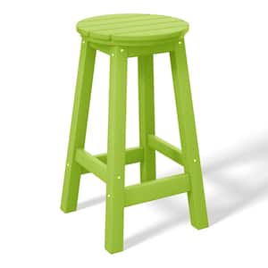 Laguna 24 in. Round HDPE Plastic Backless Counter Height Outdoor Dining Patio Bar Stool in Lime